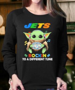 Autism New York Jets Baby Yoda Rockin To A Different Tune Shirt 4