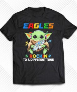Autism Philadelphia Eagles Baby Yoda Rockin To A Different Tune Shirt