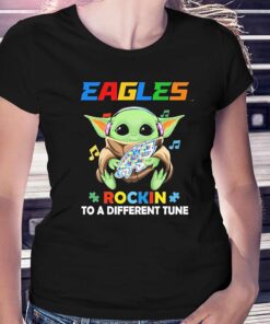 Autism Philadelphia Eagles Baby Yoda Rockin To A Different Tune Shirt