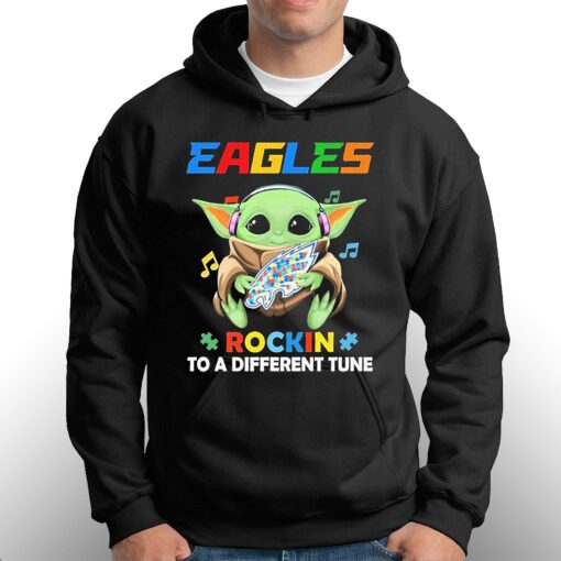 Autism Philadelphia Eagles Baby Yoda Rockin To A Different Tune Shirt