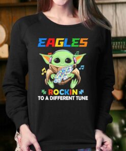 Autism Philadelphia Eagles Baby Yoda Rockin To A Different Tune Shirt 4
