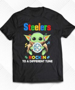 Autism Pittsburgh Steelers Baby Yoda Rockin To A Different Tune Shirt