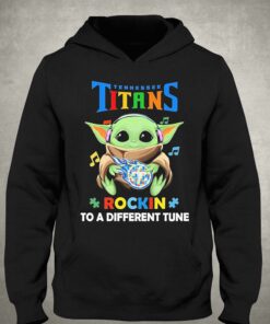 Autism Tennessee Titans Baby Yoda Rockin To A Different Tune Shirt 3