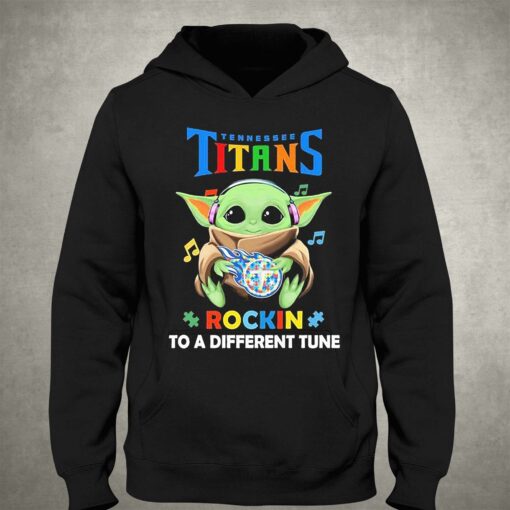 Autism Tennessee Titans Baby Yoda Rockin To A Different Tune Shirt