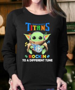Autism Tennessee Titans Baby Yoda Rockin To A Different Tune Shirt 4