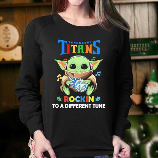 Autism Tennessee Titans Baby Yoda Rockin To A Different Tune Shirt