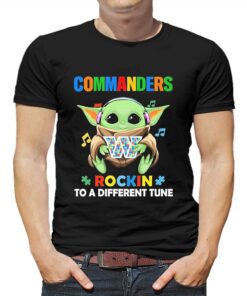 Autism Washington Commanders Baby Yoda Rockin To A Different Tune Shirt
