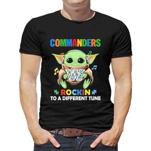 Autism Washington Commanders Baby Yoda Rockin To A Different Tune Shirt