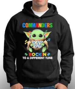 Autism Washington Commanders Baby Yoda Rockin To A Different Tune Shirt 3