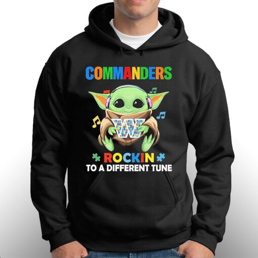 Autism Washington Commanders Baby Yoda Rockin To A Different Tune Shirt