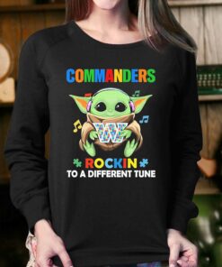 Autism Washington Commanders Baby Yoda Rockin To A Different Tune Shirt 4
