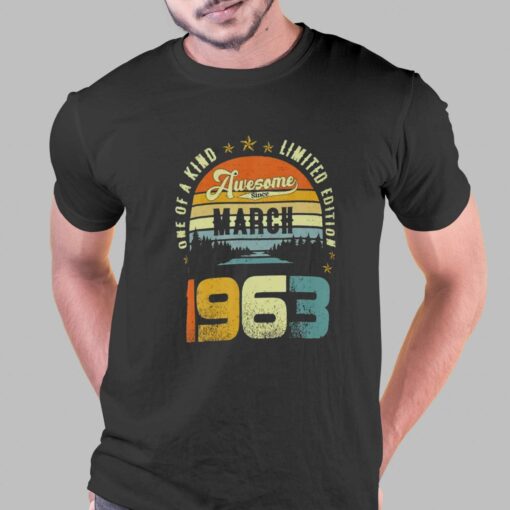 Awesome Since March 1963 Vintage 59th Birthday For T-shirt