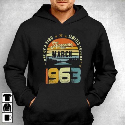 Awesome Since March 1963 Vintage 59th Birthday For T-shirt