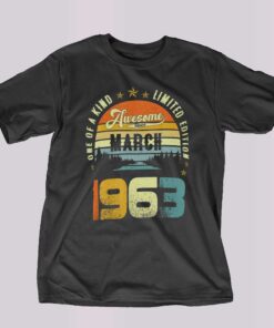 Awesome Since March 1963 Vintage Birthday For T-shirt