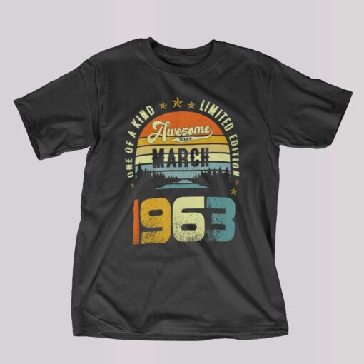 Awesome Since March 1963 Vintage Birthday For T-shirt