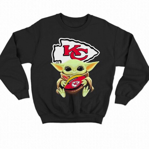 Baby Yoda Hug Football Kansas City Chiefs Logo Design Shirt