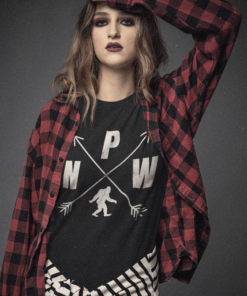 Black PNW Logo Bigfoot T-Shirt Compass Crossed Arrows Distressed Black PNW Logo Bigfoot T-Shirt Compass Crossed Arrows Distressed