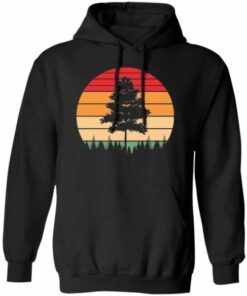 Minimalist Retro Sunset Happy Tree Hoodie