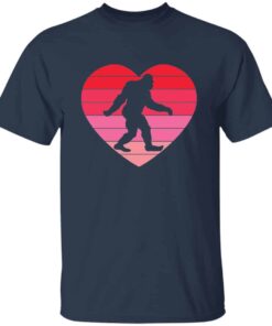 Retro Sunset Heart Bigfoot Valentines Day T Shirt 3