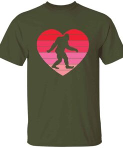 Retro Sunset Heart Bigfoot Valentines Day T Shirt 4