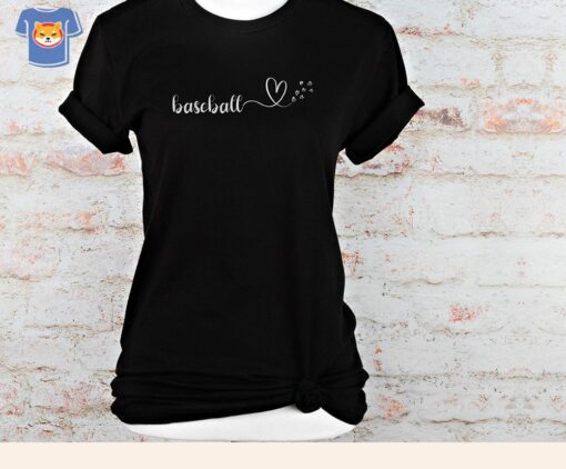 Baseball Heart Script Tshirt Baseball Mom Shirt Baseball Lover