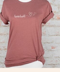 Baseball Heart Script Tshirt Baseball Mom Shirt Baseball Lover