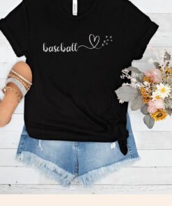 Baseball Heart Script Tshirt Baseball Mom Shirt Baseball Lover 3