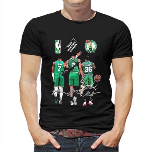 Boston Celtics Jaylen Brown Jayson Tatum And Marcus Smart Deer Hunting Season Signatures Shirt