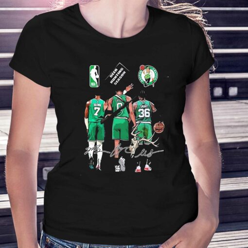 Boston Celtics Jaylen Brown Jayson Tatum And Marcus Smart Deer Hunting Season Signatures Shirt