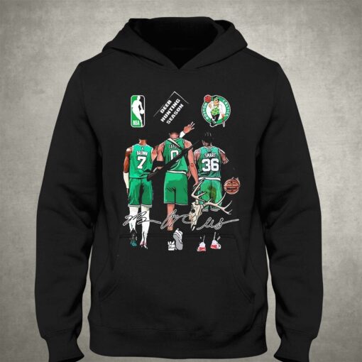 Boston Celtics Jaylen Brown Jayson Tatum And Marcus Smart Deer Hunting Season Signatures Shirt