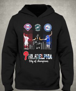 Bryce Harper Jalen Hurts And Joel Embiid Philadelphia City Of Champions 2023 Signatures Shirt 3