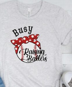 Busy Raising Ballers Baseball Mom T-shirt Mom Bun Bow