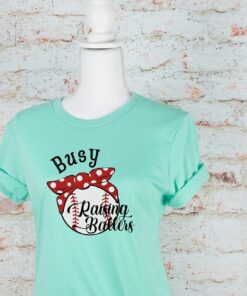 Busy Raising Ballers Baseball Mom T-shirt Mom Bun Bow