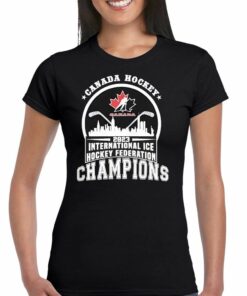 Canada Hockey 2023 International Ice Hockey Federation Champions Skyline Shirt Canada Hockey 2023 International Ice Hockey Federation Champions Skyline Shirt