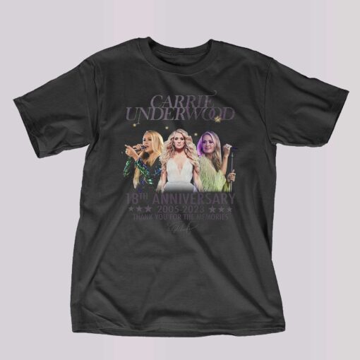 Carrie Underwood 18th Anniversary 2005 – 2023 Thank You For The Memories T-shirt