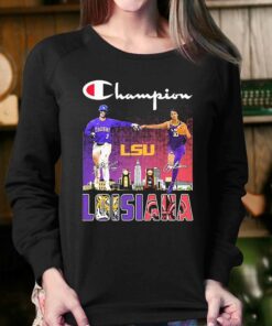 Champion Dylan Crews And Angel Reese Louisiana University Tigers Signatures Shirt 4