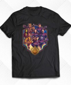 Character Shield Collage Guardians Of The Galaxy Volume 3 T-shirt Character Shield Collage Guardians Of The Galaxy Volume 3 T-shirt