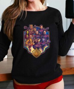 Character Shield Collage Guardians Of The Galaxy Volume 3 T-shirt Character Shield Collage Guardians Of The Galaxy Volume 3 T-shirt