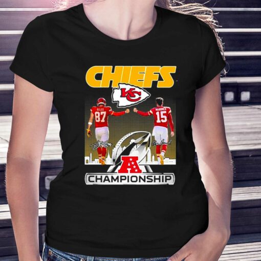 Chiefs Kelce 87 Mahomes 15 Signature Champions Shirt