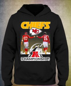 Chiefs Kelce 87 Mahomes 15 Signature Champions Shirt 3