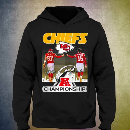 Chiefs Kelce 87 Mahomes 15 Signature Champions Shirt