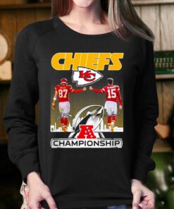 Chiefs Kelce 87 Mahomes 15 Signature Champions Shirt 4