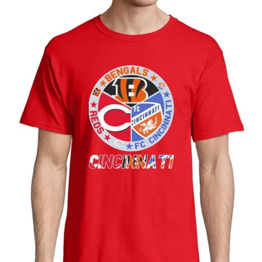 Cincinnati Circle Logo Sport Teams Bengals Reds Unisex Tshirt