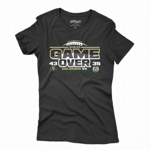 Colorado Buffaloes Vs Colorado State Rams 2023 Rocky Mountain Showdown Football Score T-shirt