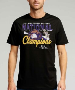 Comfort Colors Gray Lsu Tigers 2023 Ncaa Mens Baseball College World Series Champions Glove Bat T-shirt