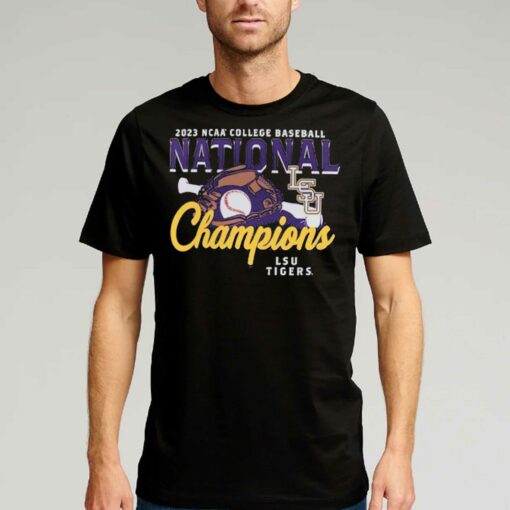 Comfort Colors Gray Lsu Tigers 2023 Ncaa Mens Baseball College World Series Champions Glove Bat T-shirt