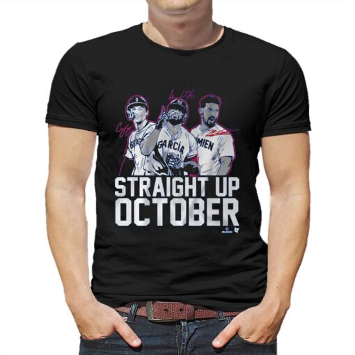 Corey Seager Marcus Semien And Adolis Garcia Straight Up October Shirt