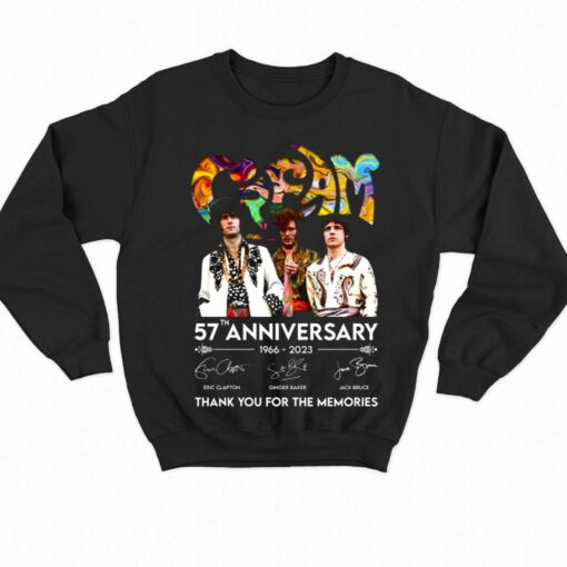 Cream Band 57th Anniversary 1966 – 2023 Thank You For The Memories T-shirt