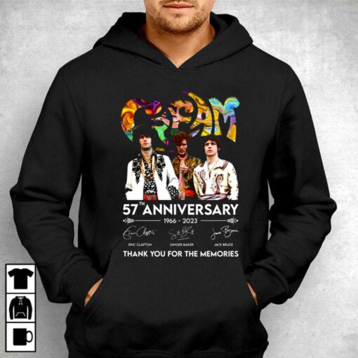 Cream Band 57th Anniversary 1966 – 2023 Thank You For The Memories T-shirt