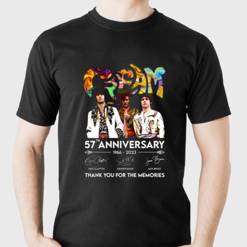 Cream Band 57th Anniversary 1966 – 2023 Thank You For The Memories T-shirt